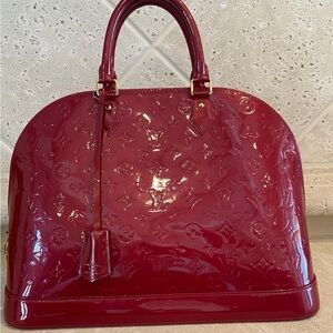 100% Authentic Louis Vuitton Alma GM Red Verins Bag